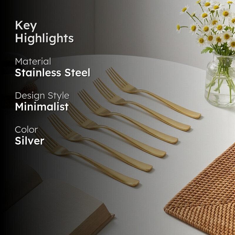 Caviar Stainless Steel Fork Set - Set of Six media 2