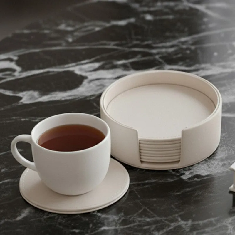 AarviDecor SoftEdge Faux Leather Coaster - Seven Piece Set media 6