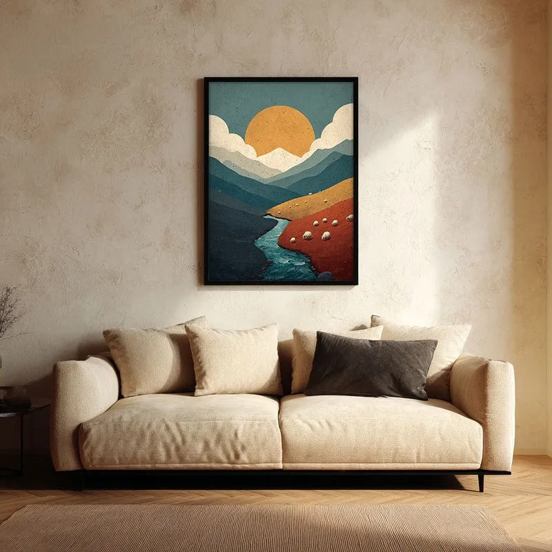 Suncrest Valley Canvas Wall Painting - Black Frame media 1