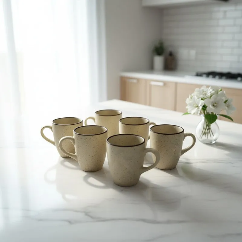 Ceramic Ceramic Coffee Mug (300 mL Each,Beige) - Set Of Six media 3