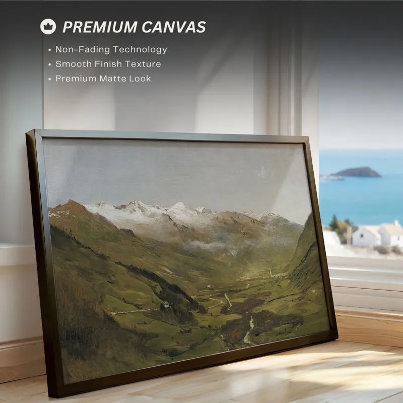Snowcapped Wall Painting With Wooden Frame - Black media 4