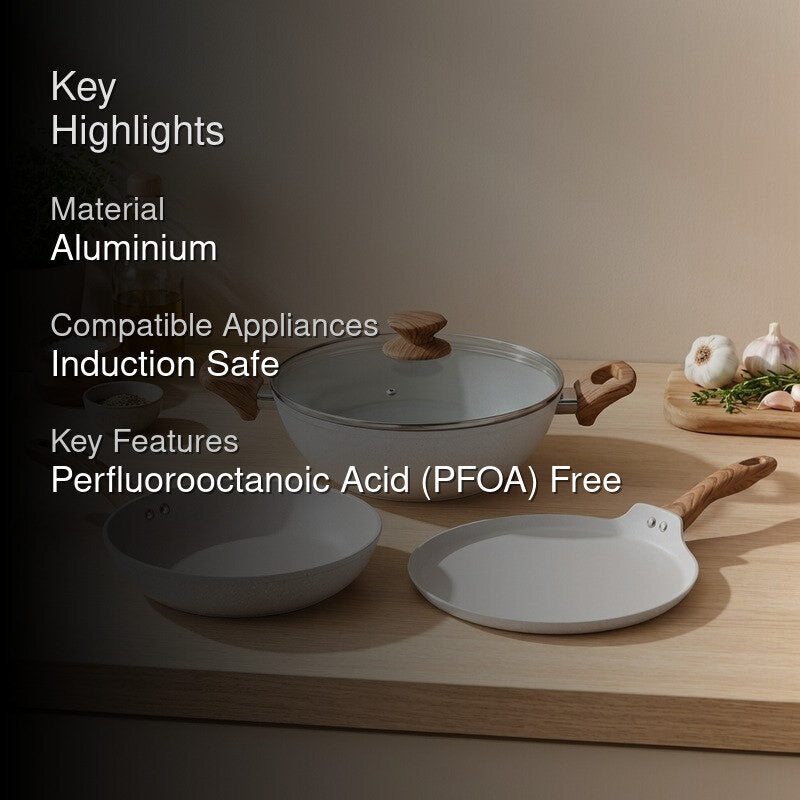 Salford Non Stick Cookware Set (White) - Three Piece Set media 2