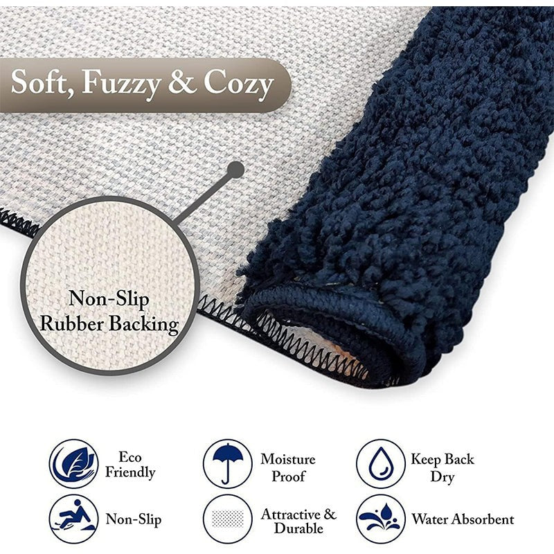 Lois Anti Skid Bath Mat - Navy Blue media 5