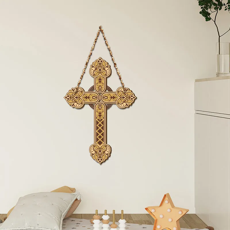 Holy Gilded Cross Wood MDF Wall Hanging media 3