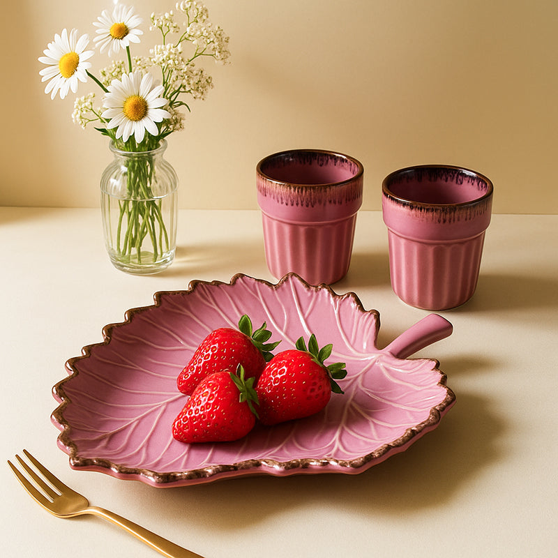 Cerelia Ceramic Platter with Dip Bowl - Three Piece Set