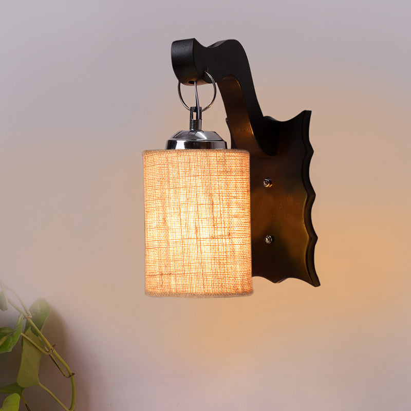 Delphi Jute & Wooden Wall Lamp - Beige