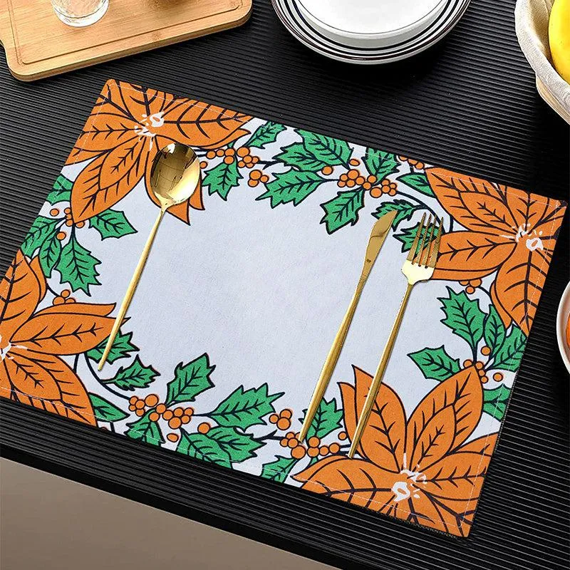 Acora Floral Placemat (Orange) - Set of Eight media 1