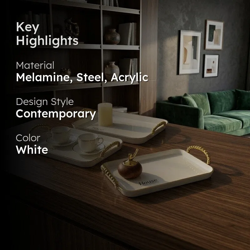 Aura Serve Melamine Serving Tray (White) - Set Of Three media 2