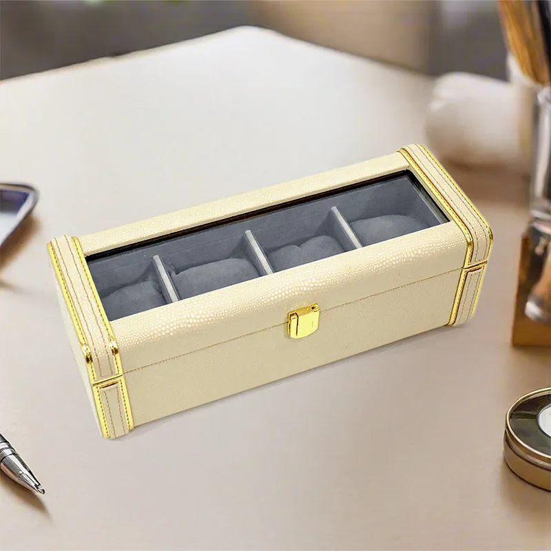 Tisquo I Faux Leather Watch Organizer - Ivory media 1