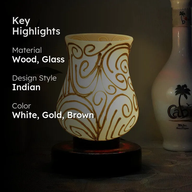 Prismira Mosaic Glass Table Lamp With Wooden Base - White media 2