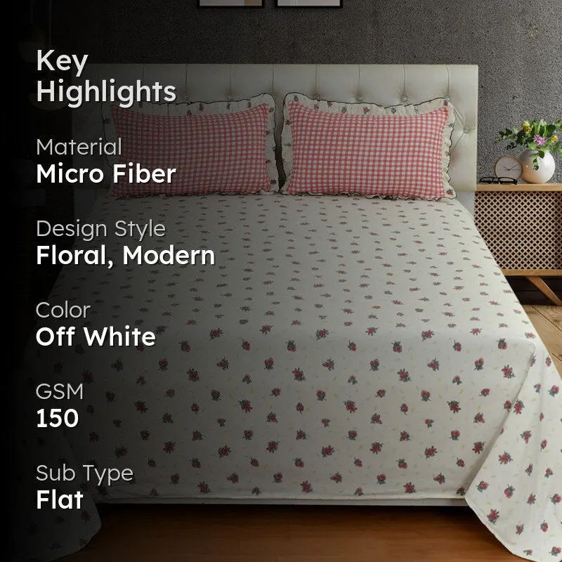 Blush Bloom Frill Micro Fiber Bedsheet - 150 GSM media 2