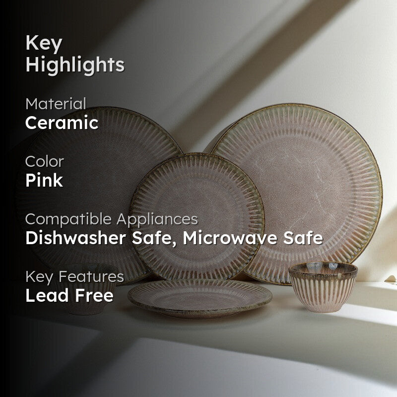 Mintora Pink Ceramic Dinner Set - 6 Piece Set media 2