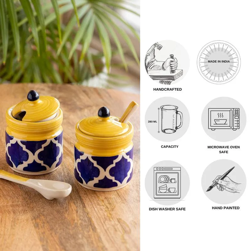 Moroccan Mile Handpainted Ceramic Jar (280 ML) - Four Piece Set media 6