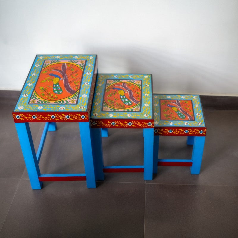 Avrix Painted Mango Wood Stool - Set Of Three media 5