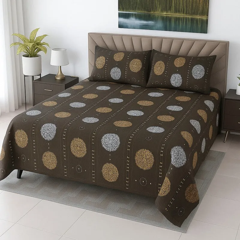 Desi Weave Cotton Bedsheets (Brown) - 400 TC media 1