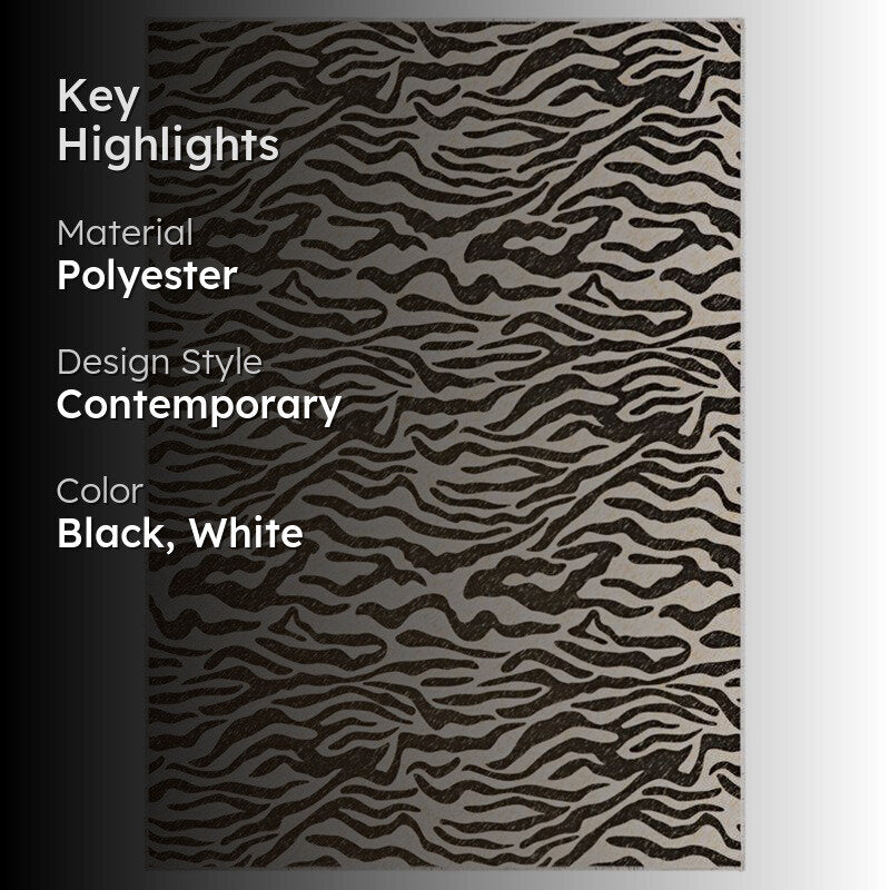 Luza Tiger Print Carpet - Black & White media 2