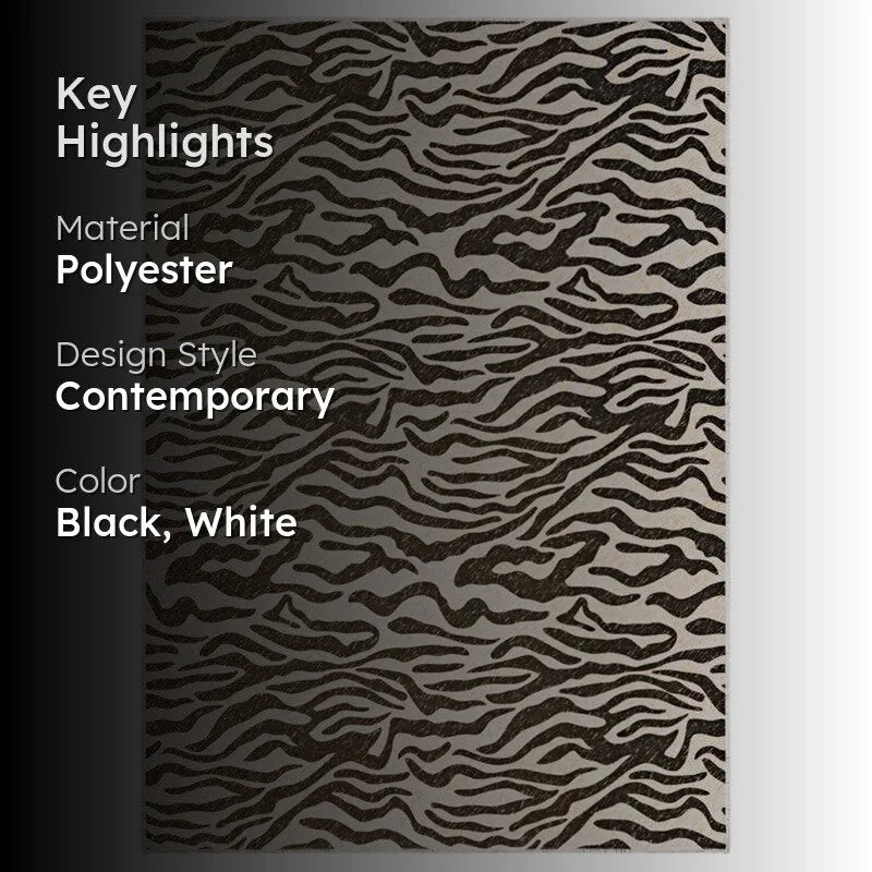 Black and white patterned carpet with text overlay