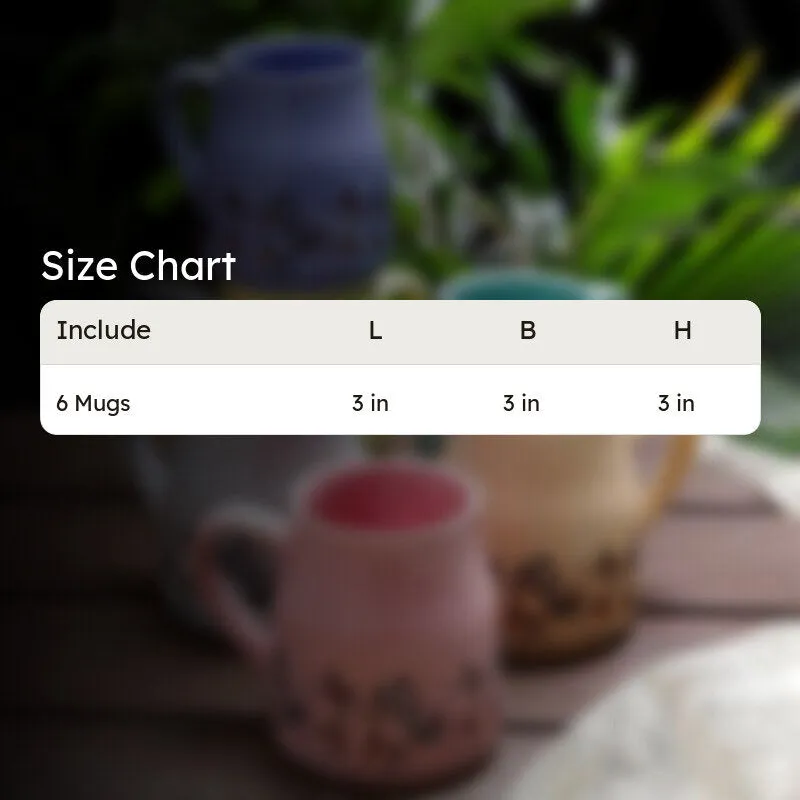 Tribal Ceramic Tea Cup (220 mL Each) - Set of Six media 6