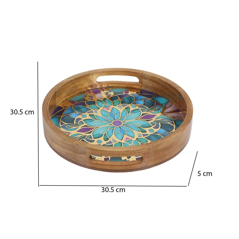Floral Feast Round Wooden Serving Tray media 6