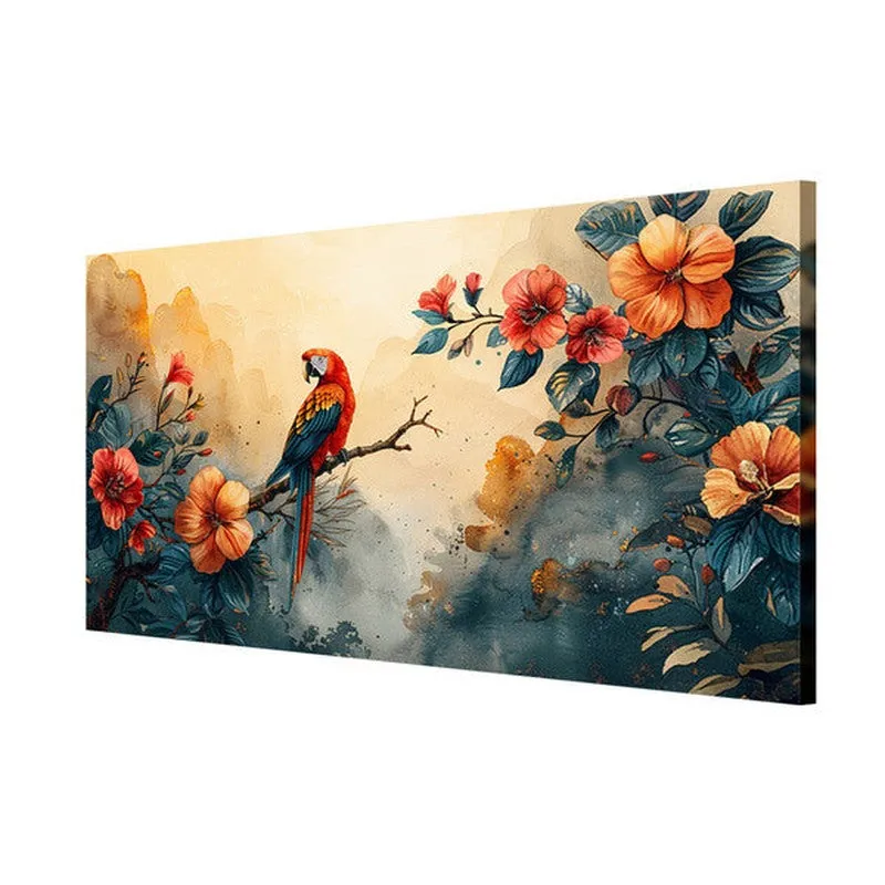 Tropical Parrot and Flowers Wall Painting media 5