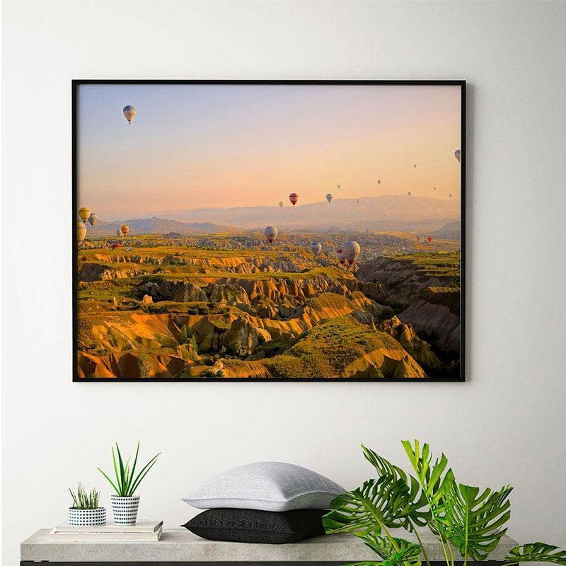 Hot Air Balloons Canvas Wall Painting - Black Frame