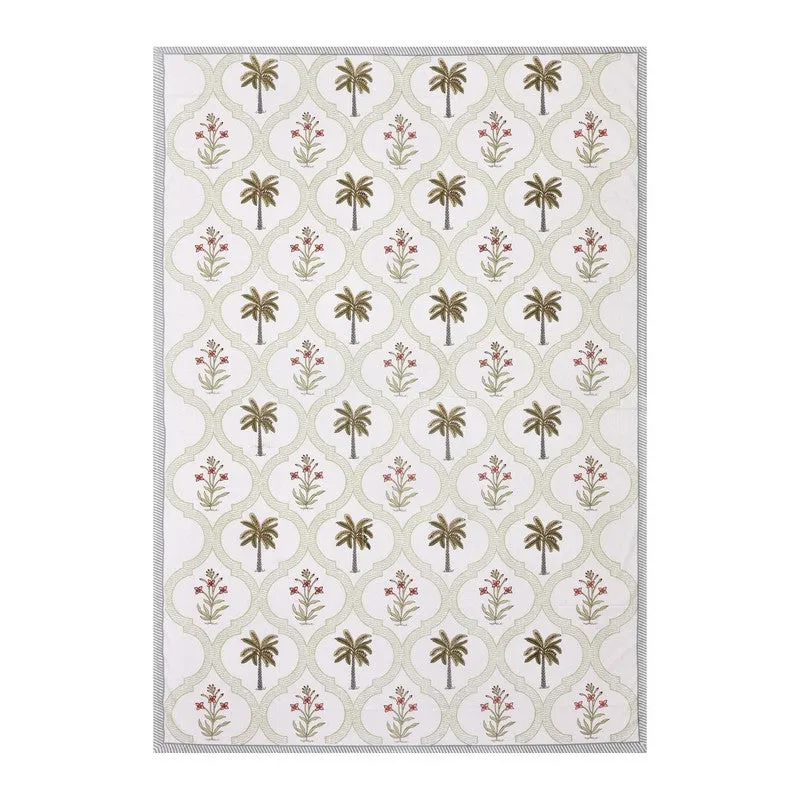 Tropical Cotton Table Cover - Olive Green,Peach media 5