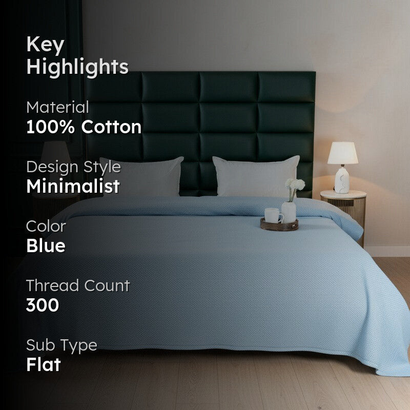 Axis Loom Cotton Bedsheet (Blue) - 300 TC media 2