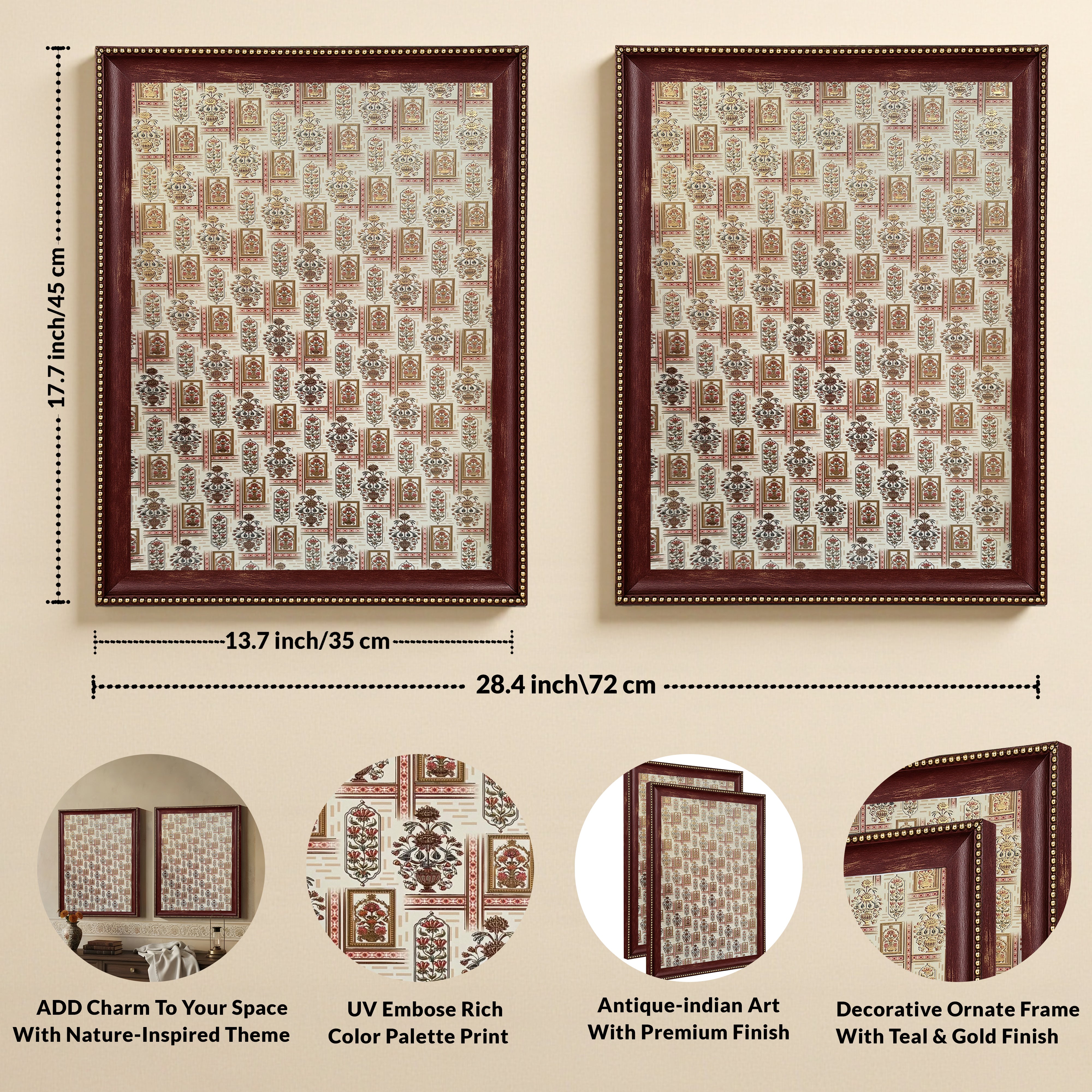 Traditional Wall Painting With Frame - Set Of Two media 4