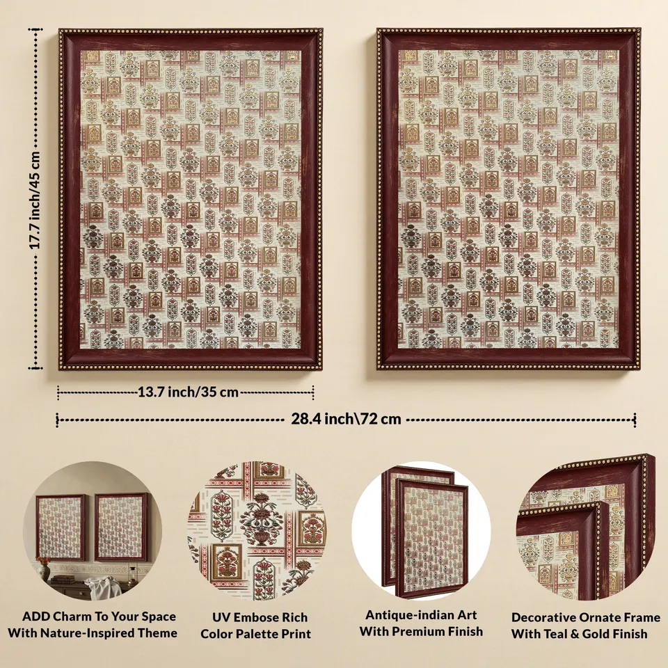 Traditional Wall Painting With Frame - Set Of Two media 4