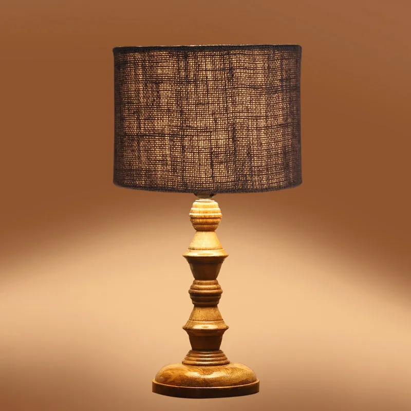 Sienna I Timber Wooden Table Lamp - Grey,Brown media 5