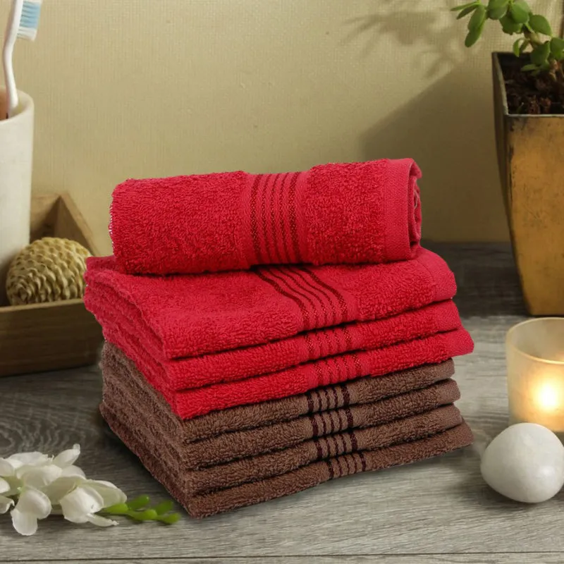 Bodil Face Towel (Red,Brown) - Set Of Eight media 1