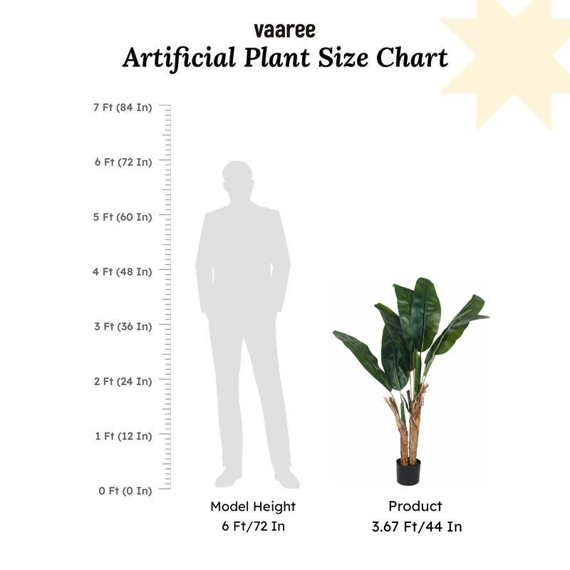 Faux Lush Banana Plant With Black Plastic Pot - 3.6 Feet media 6