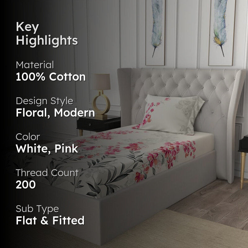 Urban Space Majestic Pink Cotton Bedsheet - 200 TC media 2