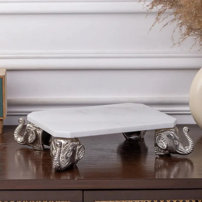 Tuskara Marble Pooja Chowki with Elephant Legs media 3