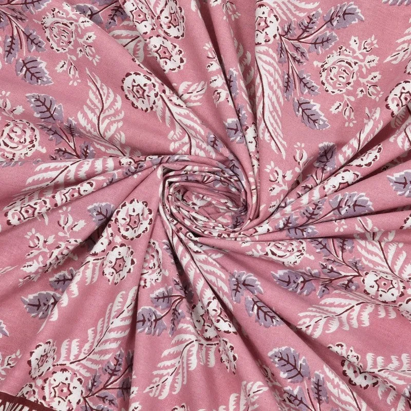 Bloomix Cotton Bedsheet (Pink,Grey) - 240 TC media 5