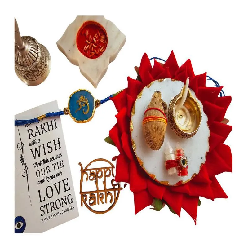 Om Ganesha Turquoise Agate Rakhi Gift Set media 3