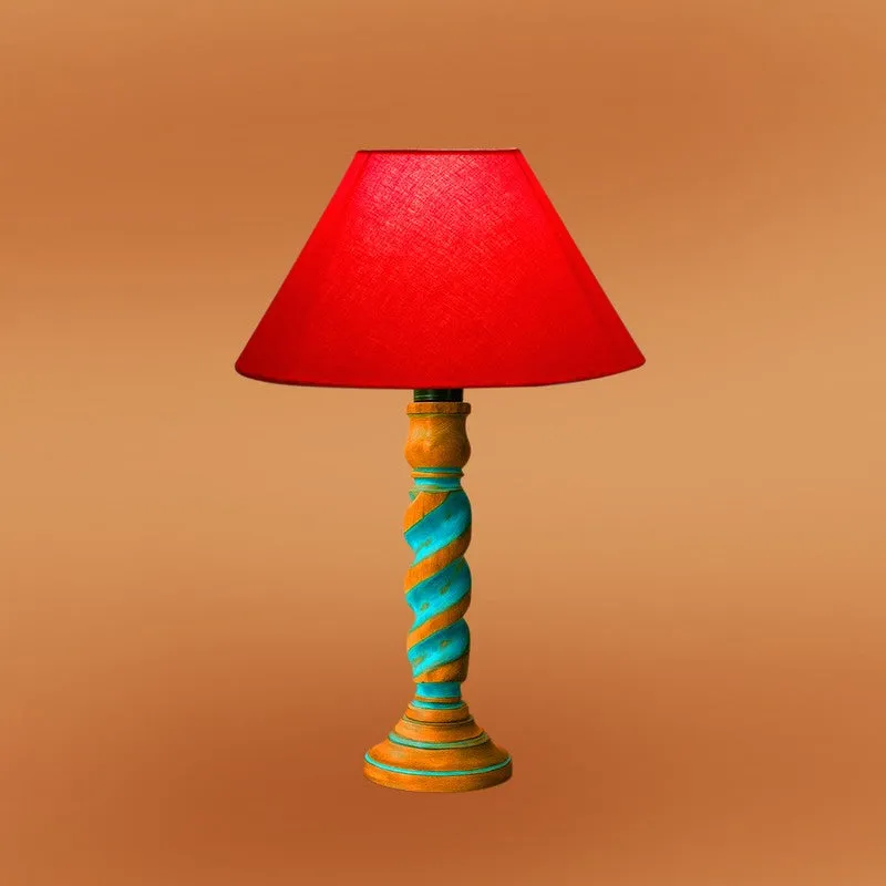 Elara Liora Wooden Table Lamp - Red media 6