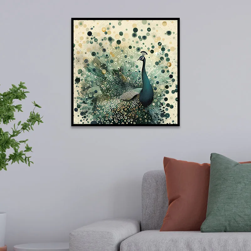 Peacock Burst Canvas Wall Art With Frame media 6