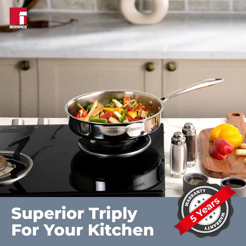 Bergner Argent Triply Sautepan With Lid - 3100 ML media 5