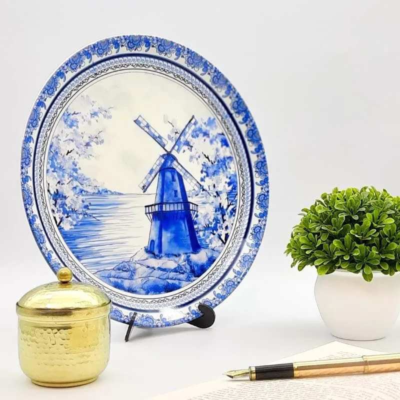 Delfware Dutch Blue Pottery Inspired Decorative Plate media 1
