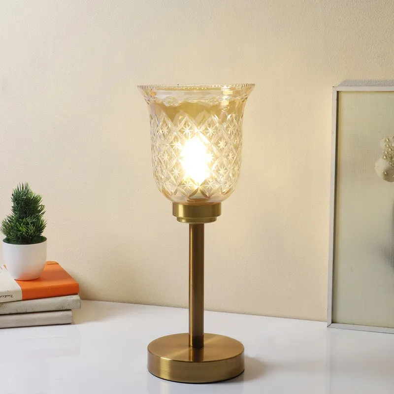 Elyra Elegant Mild Steel Table Lamp - Gold,Transparent media 1