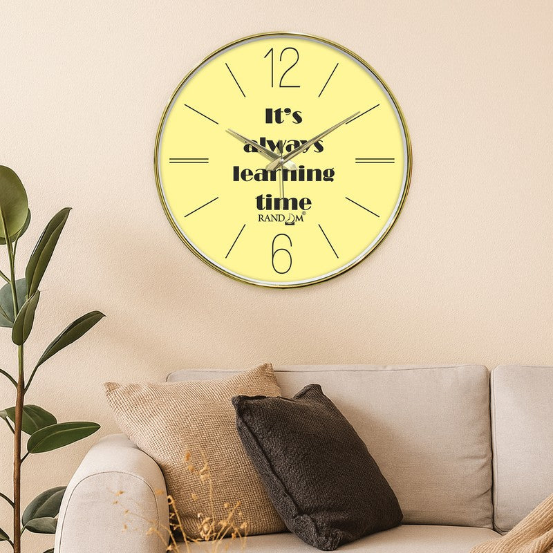 Learning Time Round Analog Wall Clock - Yellow