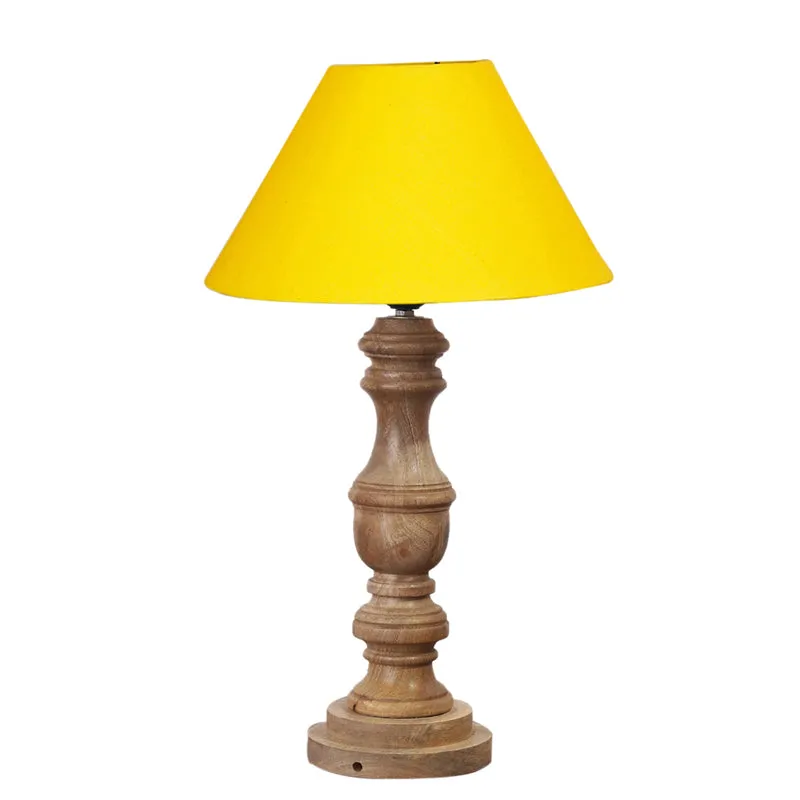 Cotin II Carve Wooden Table Lamp - Yellow,Brown media 6