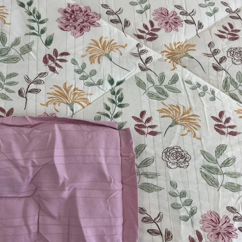 Fleuris Cotton Comforters (White,Pink) - 350 GSM media 5