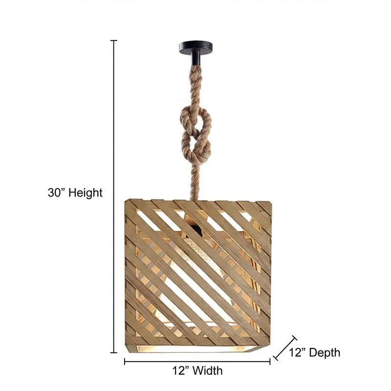 GeoLattice Wooden Ceiling Lamp - Brown media 9