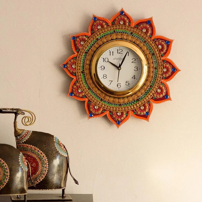 Decorative Paper Mache Handcrafted Wall Clock media 1