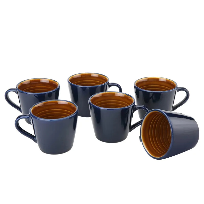 Karvaa Ceramic Tea Cup (175 mL Each)/Royal Blue)- Set of Six media 3