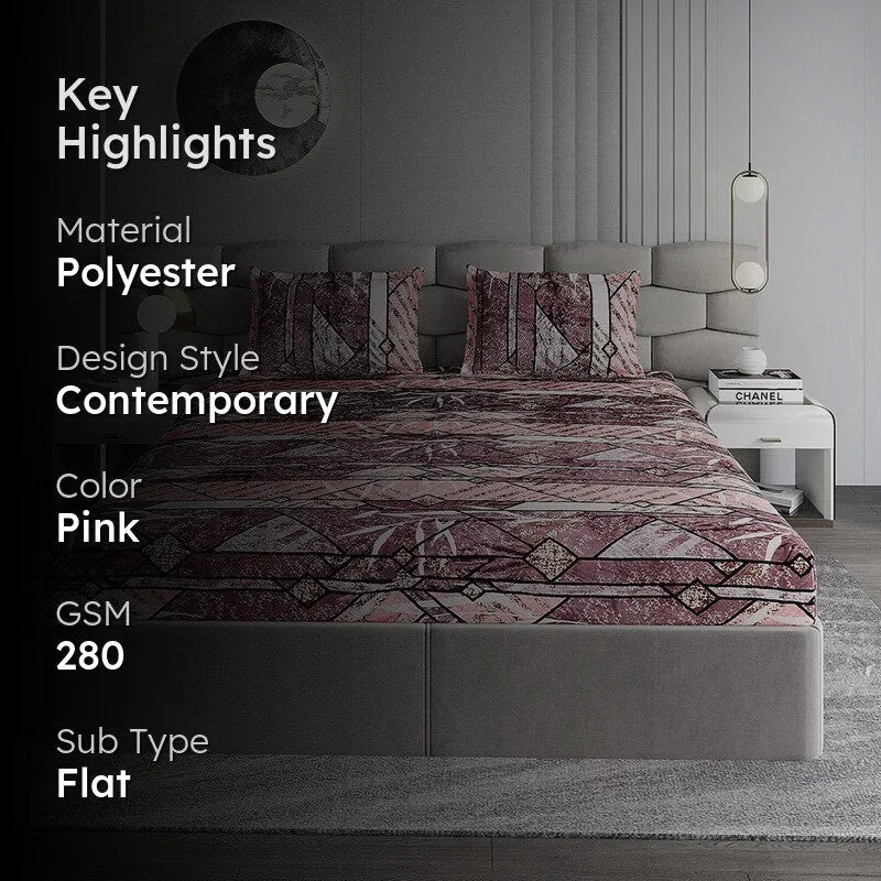Monte Carlo Flow Forms Bedsheet (Pink) - 280 GSM media 2