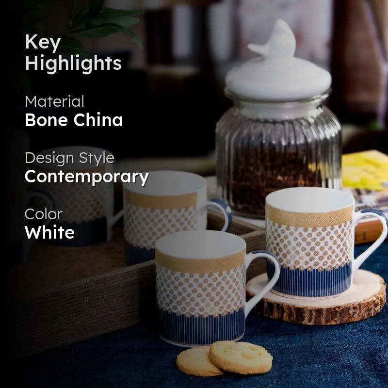 Sonaki Giselle Charm Bone China Tea Cup Gold & Blue (210 mL Each) - Set Of Six media 2