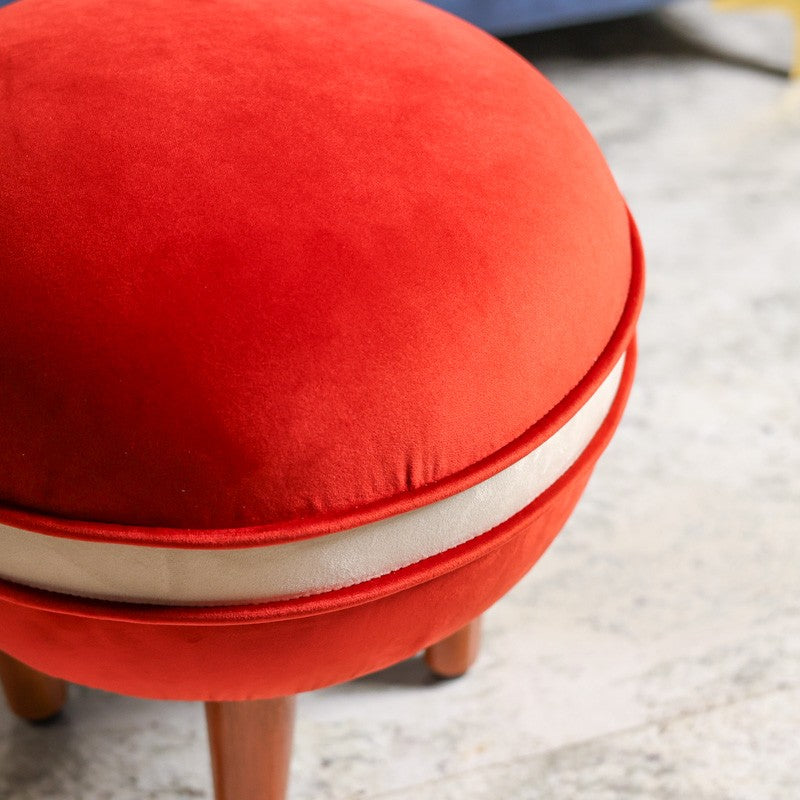 Contemporary Velvet Footrest Ottoman  Red media 7